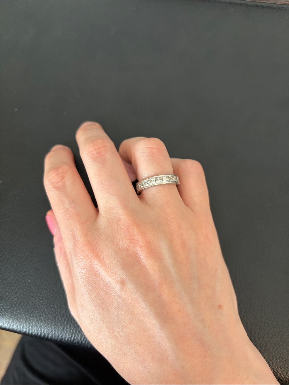 White Gold Diamond Eternity Band - Women's Clear Stone Ring